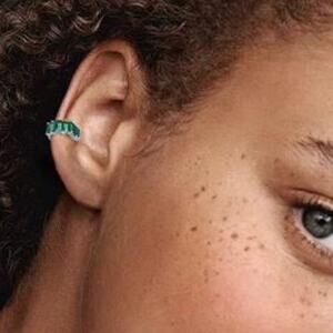 Green Crystal Ear Cuff – Cubic Zirconia Cartilage Cuff, Non-Piercing For Women